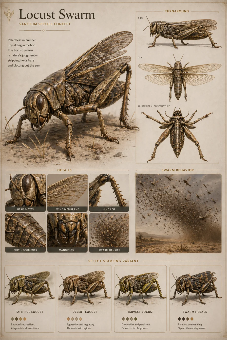 Locust Swarm Sanctum concept visual