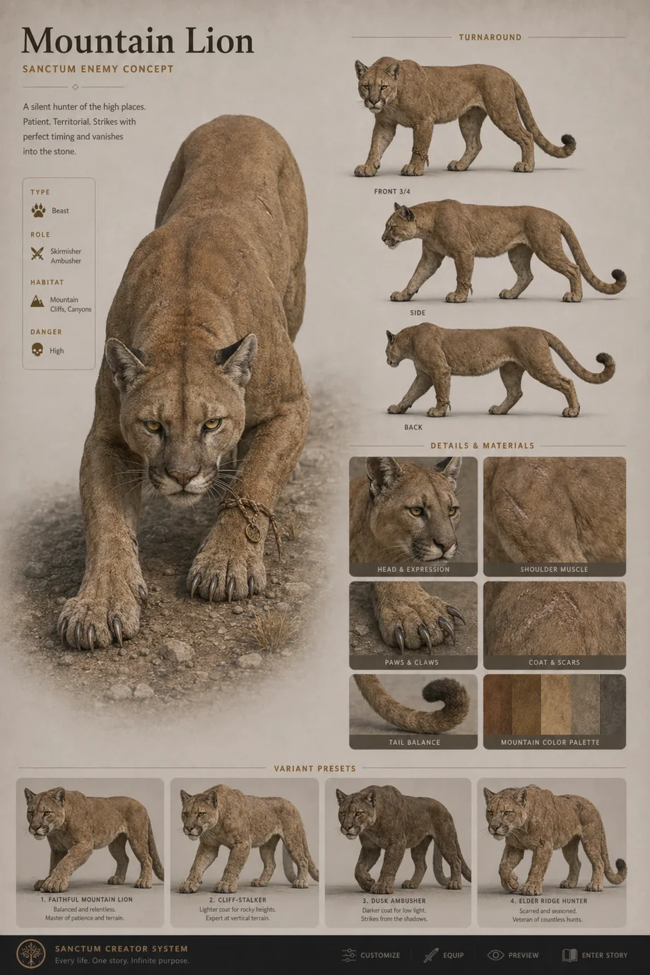 Mountain Lion Sanctum concept visual
